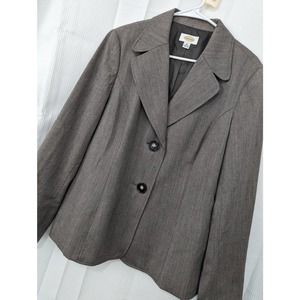 NWOT! TALBOTS! WOOL, LIGHTWEIGHT! BROWN/CREAM WOVEN STRIPE DRESS JACKET! SZ 16